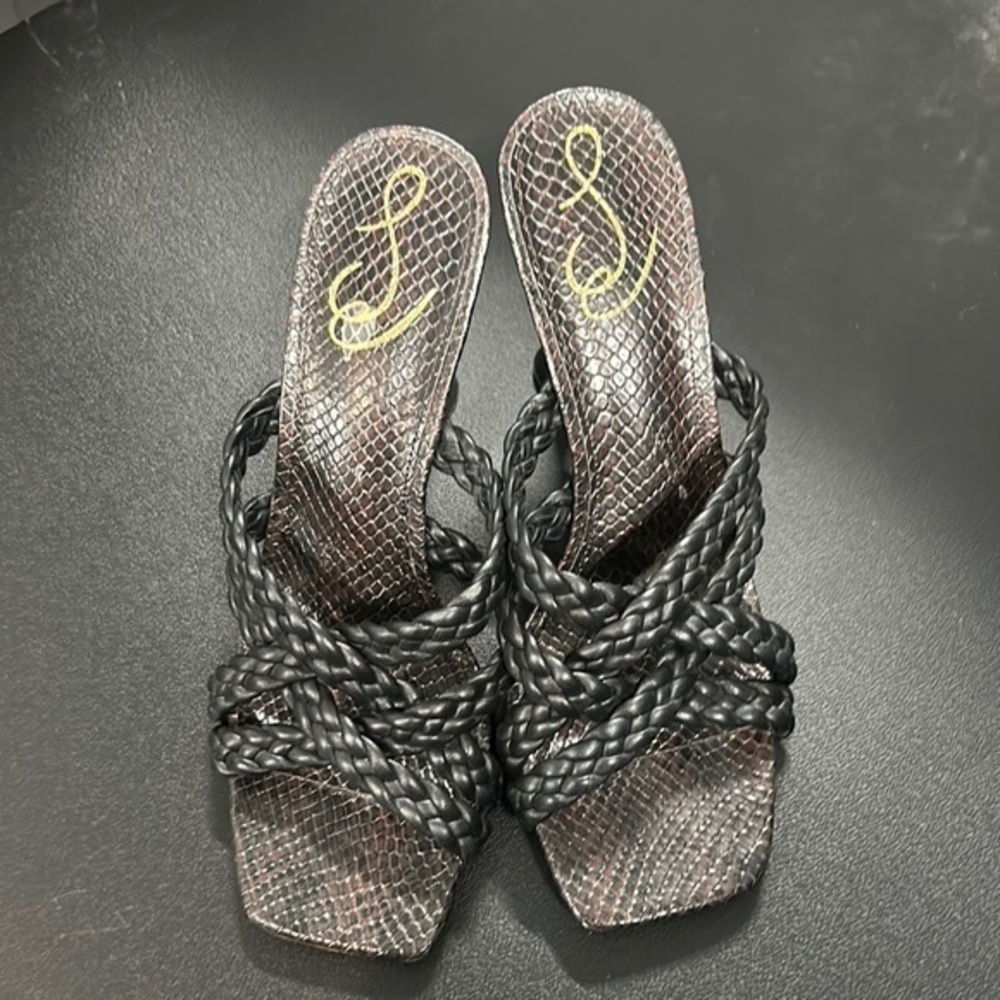 Sam Edelman Slip on open toe size 9 m Elegant Black Braided Women's Heels